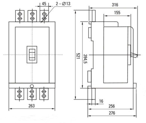 Автоматический выключатель трехполюсный EKF Basic ВА-99М 3Р 1250/1250А, сила тока 1250А, отключающая способность 35 кА
