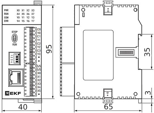 Контроллер EKF PRO-Logic F100 24В программируемый, входов - 6, выходов - 4 NPN, IP20