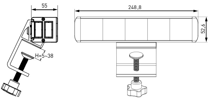 Блок розеточный настольный EKF C-Line 272х60х76 встраиваемый, на 10 модулей, материал – анодированный алюминий, со струбциной, цвет – серебристый
