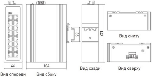 Коммутаторы EKF PROxima TSX-U-16T 16 портов, промышленные, неуправляемые, 10/100Base-T(X), разъем RJ45