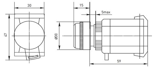 Кнопка EKF PROxima ABLFS-22 Ду22 с подсветкой NO+NC, IP54, 230В, зеленая