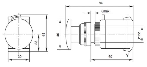 Кнопка грибок EKF PROxima AELA-22 Ду22 с подсветкой, с фиксацией, NO+NC, IP54, 220В, белая