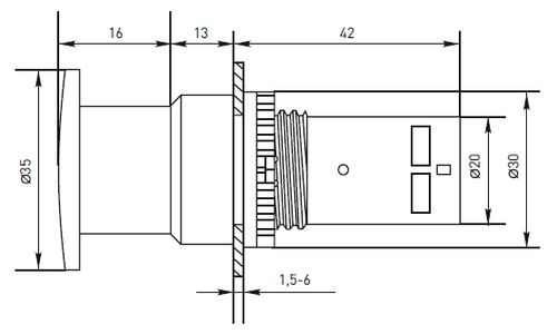 Кнопка грибок EKF PROxima SW2C-11MZ Ду22 повортная, с фиксацией, 1з+1р, IP54, 660В, красная