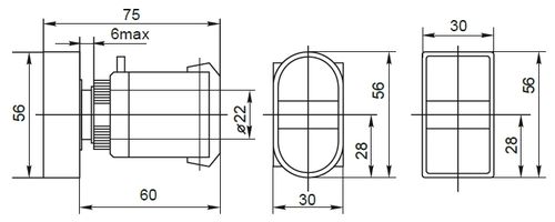 Кнопка Пуск-Стоп EKF PROxima AS-22N Ду22 без фиксации, NO+NC, IP54, 24В, прямоугольная