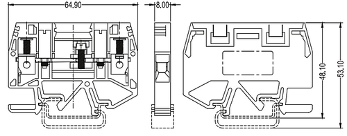 Колодка клеммная EKF PROxima JXB-6S1/35 измерительная, с продольным размыкателем и измерительными гнездами, специальная винтовая, IP20, материал корпуса - полиамид, цвет - серый
