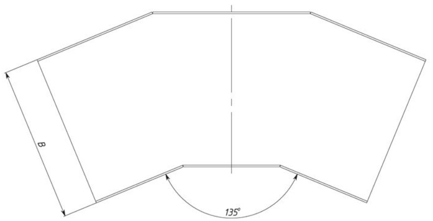 Крышка на угол горизонтальный EKF M-Line (HDZ) 400 мм 45° лестничный, толщина корпуса - 0.8 мм, корпус - сталь, цвет - серый