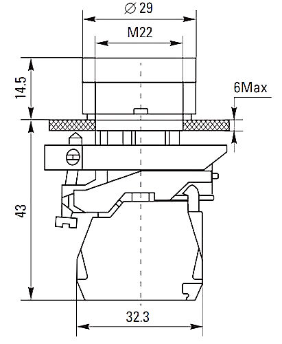 Механизм кнопки EKF PROxima XB4BW-R исполнительный, плоский, возвратный, без фиксации, с подсветкой, IP54, цвет - красный