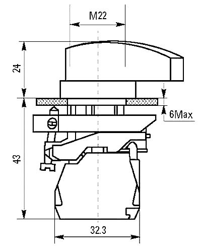 Механизм переключателя EKF PROxima XB4BJ3F исполнительный, исполнение - на 3 положения с длинной ручкой, с фиксацией, без подсветки, IP54, цвет - черный