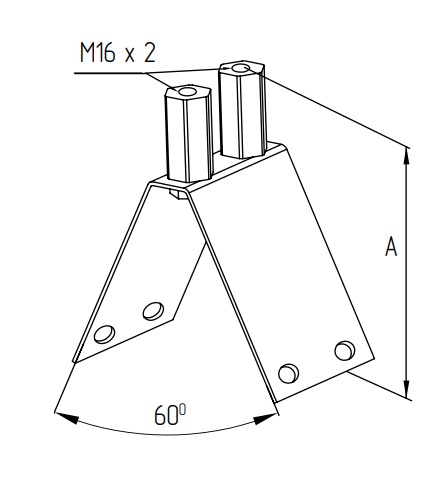 Крепление молниеприемника EKF PROxima на конек, диаметр - 16 мм, угол - 60°, материал - оцинкованная сталь