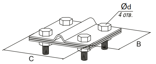 Зажимы EKF PROxima полоса - прут, для соединения прута диаметром 6-10 мм с полосой шириной до 40 мм, три пластины 70x70 мм