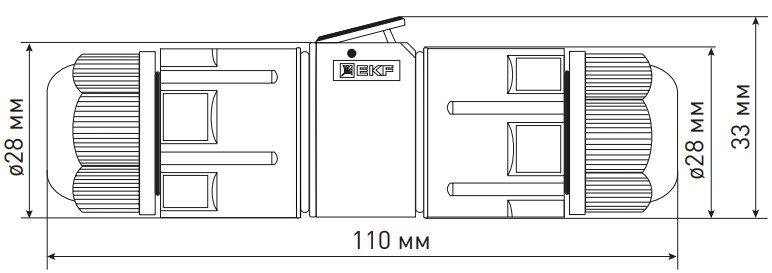 Коннектор кабельный EKF FreeTools I-образный разъемный СМК 3PIN герметичный, 16 А, сечение 0.5-1.5 мм.кв., IP68