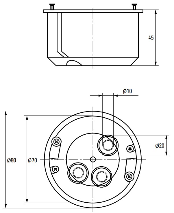 Коробка установочная EKF КМП-020-009 80х45 мм с металлическими лапками, для полых стен, корпус – полипропилен, IP30, цвет – черный