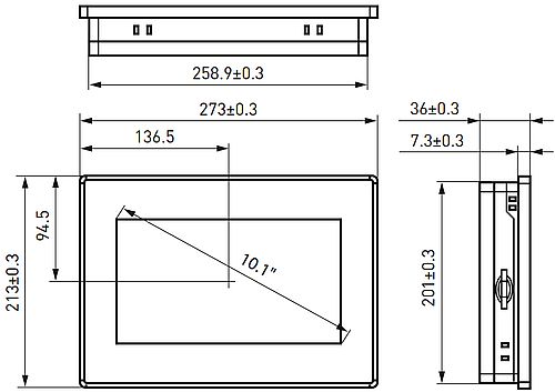 Панель оператора EKF PRO-Screen 10E с интерфейсами RS232/RS485/RS422, диагональ 10.1″ 1024×600, LED подсветка, 9-28 В, IP65