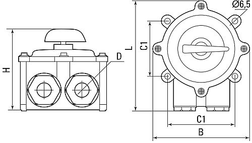 Выключатель пакетный EKF ПВ исп.пластик ПВ4-16 М1 четырехполюсный, сила тока 16 А, номинальное напряжение 380 В pv-4-16-4