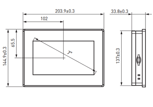 Панель оператора EKF PRO-Screen 7 с интерфейсами RS232/RS485/RS422, диагональ 7″ 1024×600, LED подсветка, 9-28 В, IP65