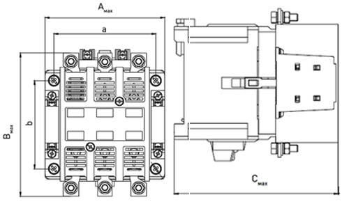 Пускатели трехполюсные EKF ПМ12, рабочий ток 63-1000 А, катушка управления 220-380 В, 2NC+4NO, электромагнитные