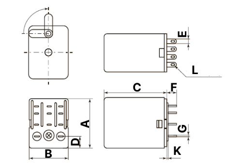 Реле промежуточное с кнопкой и механической индикацией EKF AVERES RPAt-22-3-230 AC напряжение катушки управления 230 В, номинальный ток 10 А