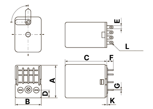 Реле промежуточное с кнопкой и механической индикацией EKF AVERES RPAt-22-4-24 DC напряжение катушки управления 24 В, номинальный ток 5 А