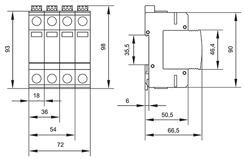 Ограничители импульсных перенапряжений EKF ОПВ 1-4P разрядный ток - 5-30 кА, с сигнализацией