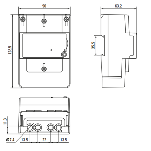 Счетчики электроэнергии однофазные EKF SKAT 115E/1-5(60) SIROD 2 тарифа МСК+2, многотарифные, ЖКИ, встроенный шунт, оптический порт, RS-485, реле, на DIN-рейку