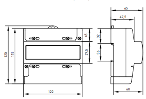 Счетчики электроэнергии трехфазные EKF СКАТ 301М/1-10(100) Ш Р, ЭМОУ, встроенный шунт, на DIN-рейку