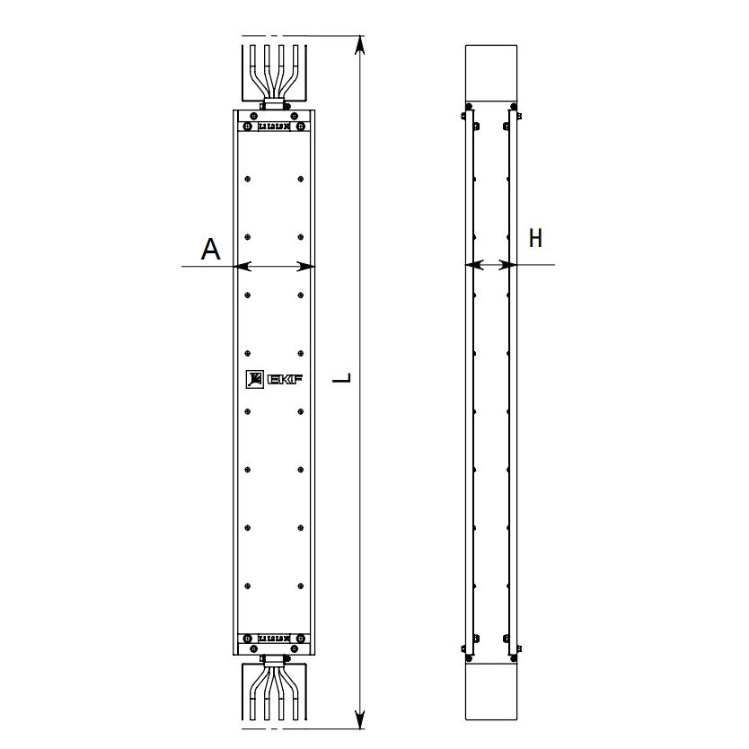 Cекция шинопровода EKF IP55 AL 3L+N+PE прямая магистральная нестандартная, ток 400 А, корпус-оцинкованная сталь, длина 0.5-0.99м
