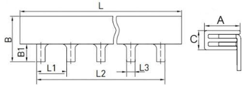 Шина соединительная EKF PROxima PIN-100 2-фазная, шаг 1.5 модуля, 36x27мм, номинальный ток 100А