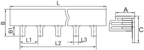 Шина соединительная EKF PROxima PIN-100 3-фазная, шаг 1.5 модуля, 36x27мм, номинальный ток 100А