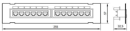 Патч-панели настенные EKF TERACOM PRO TRP-WPP категория 5E, неэкранированные, 12 портов RJ-45, цвет - черный