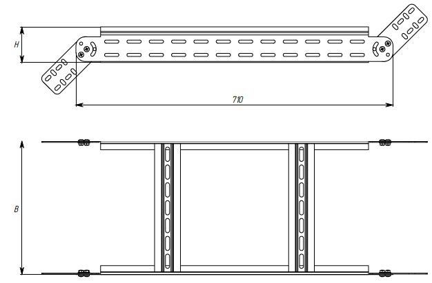 Углы вертикальные шарнирные лестничные EKF M-line 50-100х200-600 толщина - 1.2 мм, корпус - оцинкованная сталь, цвет - серый