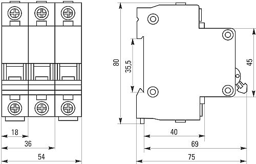 Автоматический выключатель двухполюсный EKF Basic ВА47-29 2P 6А (B) 4.5kА, сила тока 6 А, тип расцепления B, отключающая способность 4.5 kА