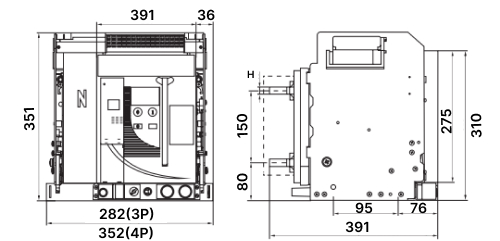 Автоматический выключатель EKF ВА-450 3P 50кА выкатной, расцепитель перегрузки 1000/1000А
