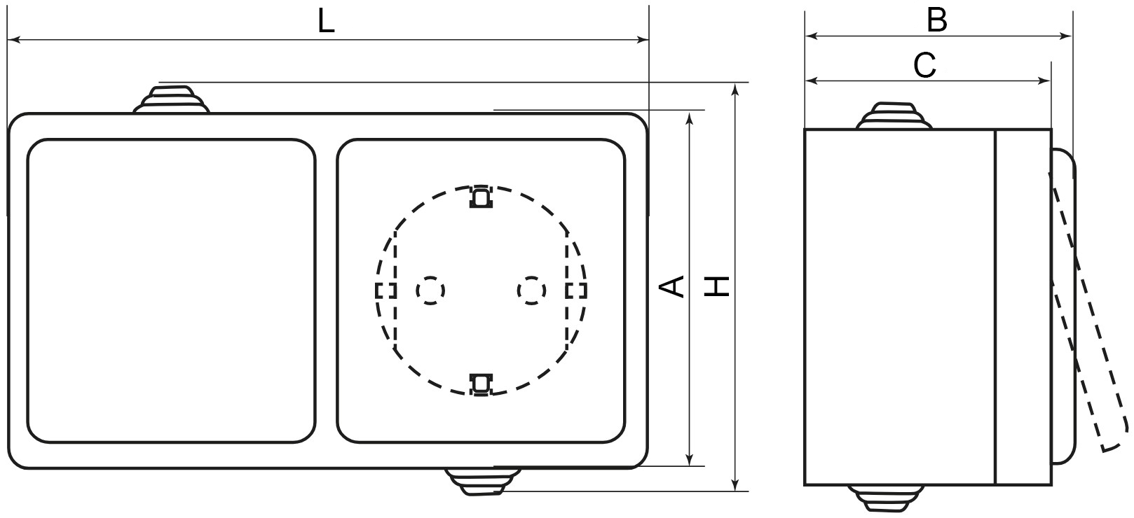 Блоки комбинированные EKF Прага розетка+выключатель одноклавишный открытой установки, с заземлением, с крышкой, 16А, IP44