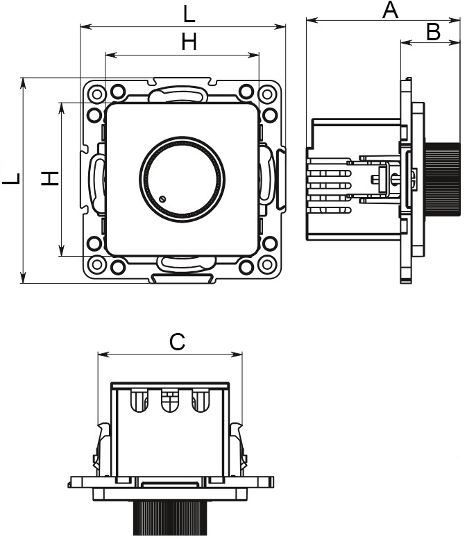 Механизм светорегулятора EKF PROxima Стокгольм EZD06-101-10 скрытой установки, винтовые клеммы, 600W, черный