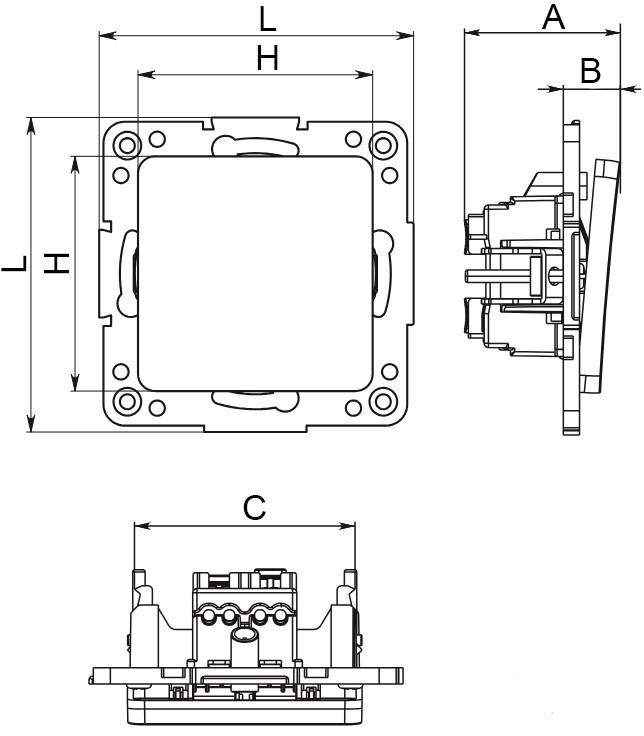 Механизм выключателя EKF PROxima Стокгольм EYV10-123-10 двухклавишный, скрытой установки, автоматические клеммы, 10А, IP20, белый