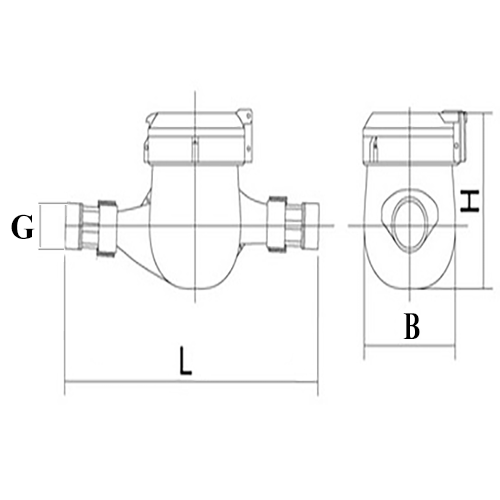 Счетчик холодной воды крыльчатый многоструйный Экомера ЭХИ Ду32 Ру16 резьбовой, импульсный, до 40°С, L=260мм, с комплектом монтажных частей