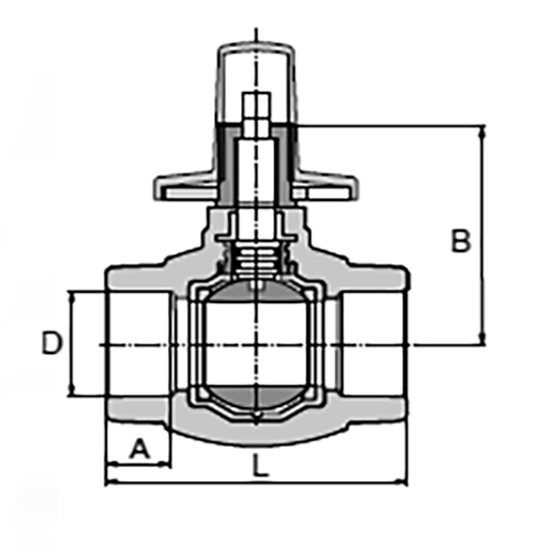 Кран шаровой Ekoplastik Дн20 Ру25 прямой под штукатурку с металлической крышкой, под приварку, кран-букса, корпус - полипропилен