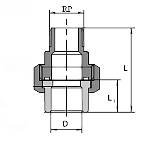 Соединители PPR Ekoplastik 1/2″ - 3/4″ Дн20-25 раструбное соединение/наружная резьба, корпус - полипропилен
