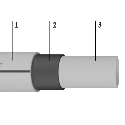 Эскиз материалов трубы полипропиленовой Ekoplastik Fiber Basalt Plus PP-RCT Дн40x5.5 S3.2 Pу28, длина 4 м
