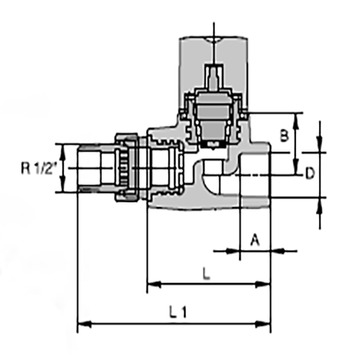Вентиль Ekoplastik 1/2″ Дн20 Ру25 радиаторный термостатический прямой, под приварку/резьбовой, корпус - полипропилен