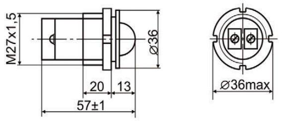 Лампа сигнальная Электротехник СКЛ-11-К-2-220 диаметр отверстия – 30 мм, LED 220В AC/DC, IP54, цвет – красный