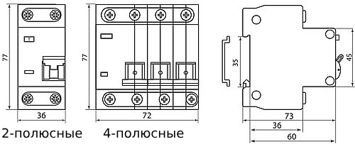 Автоматические выключатели дифференциального тока двухполюсные TDM АВДТ-32 1P+N (B), ток утечки 30 мА, сила тока 16 А, отключающая способность 4.5 кА