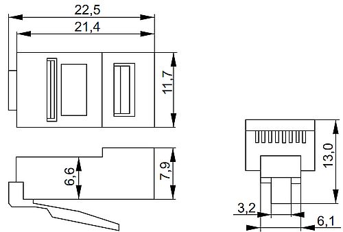 Разъем легкой оконцовки ITK FPS RJ-45 UTP неэкранированный для кабеля, категория 6