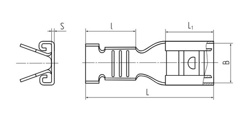 Разъемы плоские КВТ РП-М 2.5–(6.3) 2.5 мм2, длина 17.3 мм, материал - латунь, под двойной обжим
