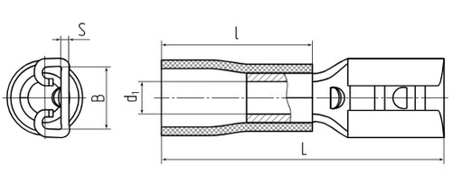 Разъем плоский КВТ РПИ-М 6-(6.3), сечение 1.5 мм2, длина 23.8 мм, материал - латунь, цвет - желтый