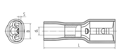 Разъемы плоские КВТ РППИ-М 1.5-6 мм2, длина 19-23.8 мм, материал - латунь, изолированные