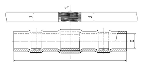Соединители термоусаживаемые КВТ ПК-Т 1-2.5 мм2, длина 40 мм, материал - полиэтилен, под пайку