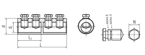 Соединители болтовые КВТ СБ 10-240 мм2, длина 40-76 мм, материал - алюминий, с рядным расположением болтов