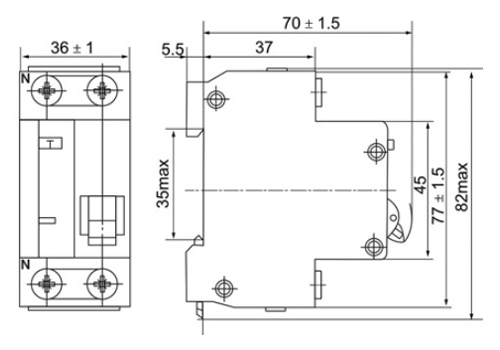 Автоматический выключатель дифференциального тока двухполюсный Schneider Electric DEKraft ДИФ-102 C25 AC30 1P+N 25 А 4.5кА, ток утечки 30 мА переменный, сила тока 25 А, отключающая способность 4.5 kА