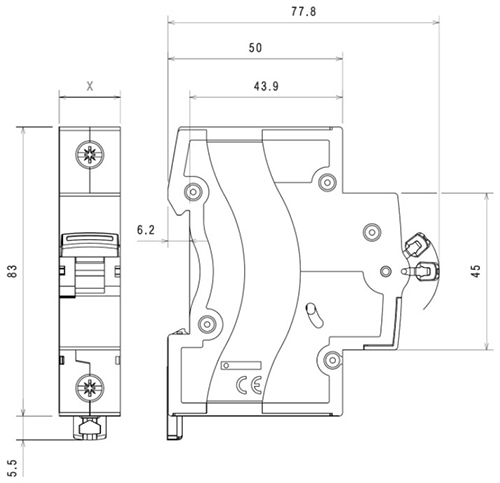 Автоматический модульный выключатель однополюсный Legrand RX3 1Р 63А (С) 4.5кА, сила тока 63 А, тип расцепления C, переменный, отключающая способность 4.5 kА